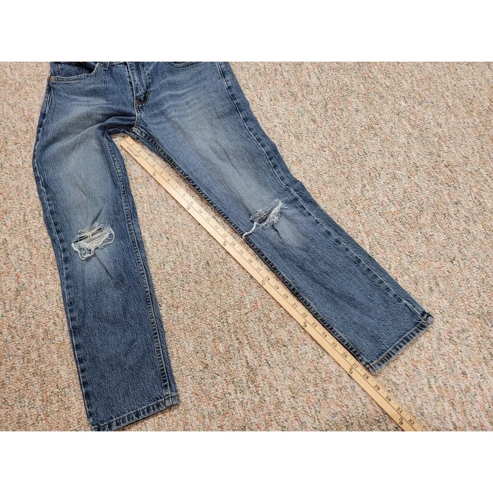 Levis 502 Regular Taper Jeans Mens 30x30 Blue Distressed Denim Pants